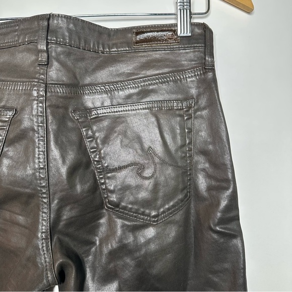 AG Adriano Goldschmied Brown Faux Leather Legging Ankle Pants Size 27 - Picture 8 of 10